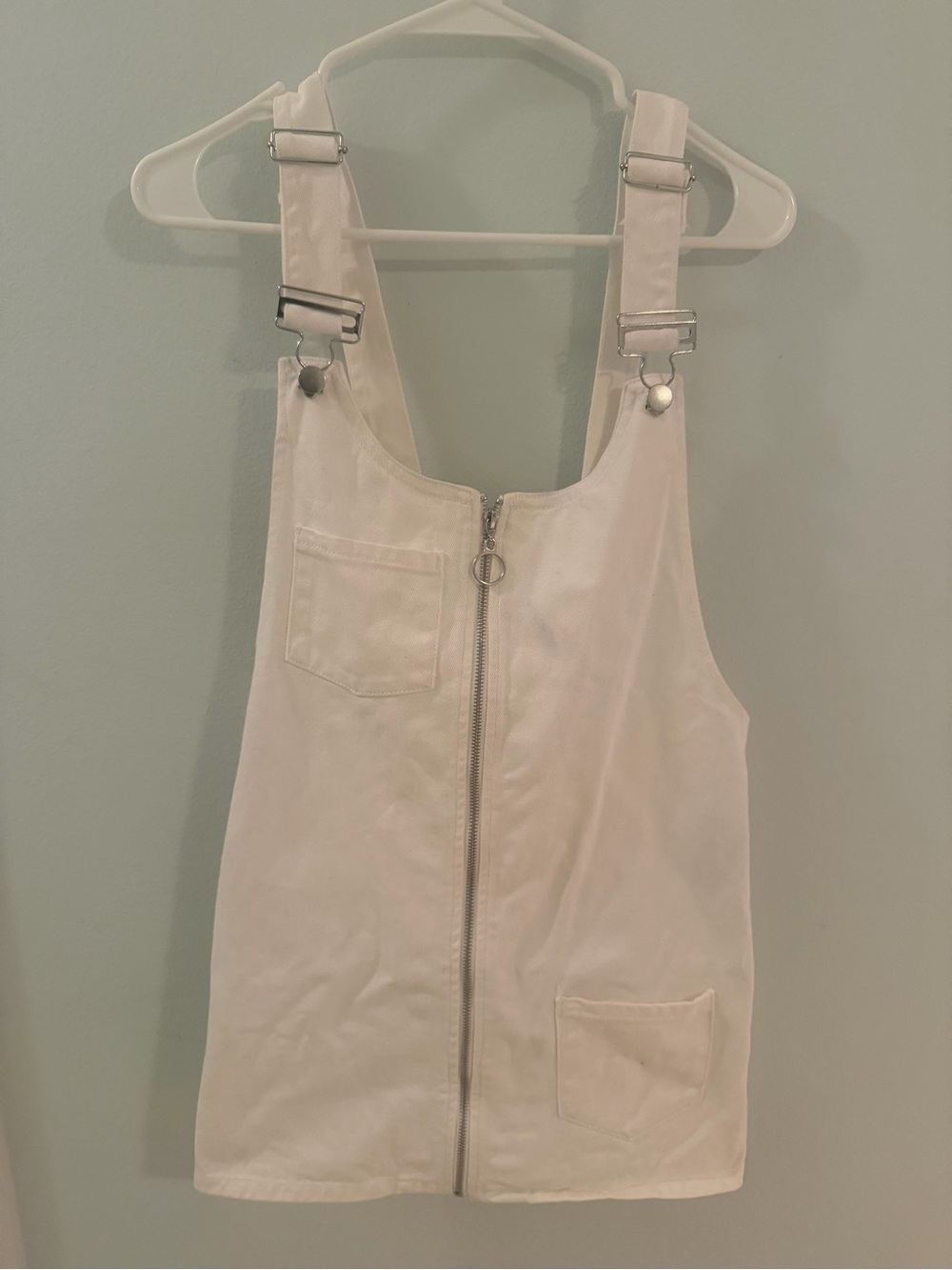 Forever 21 White Zip-Front Pinafore